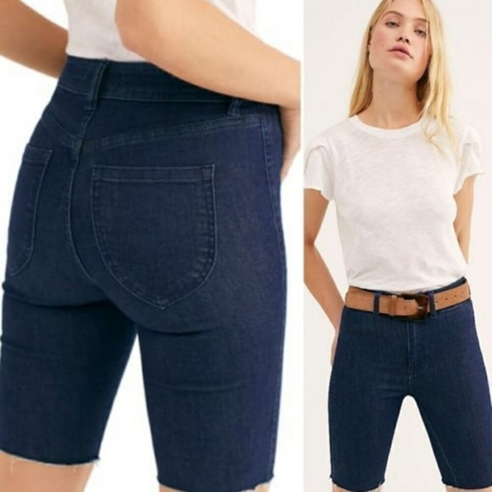 Free People So Chic Biker Shorts in Blue. 25